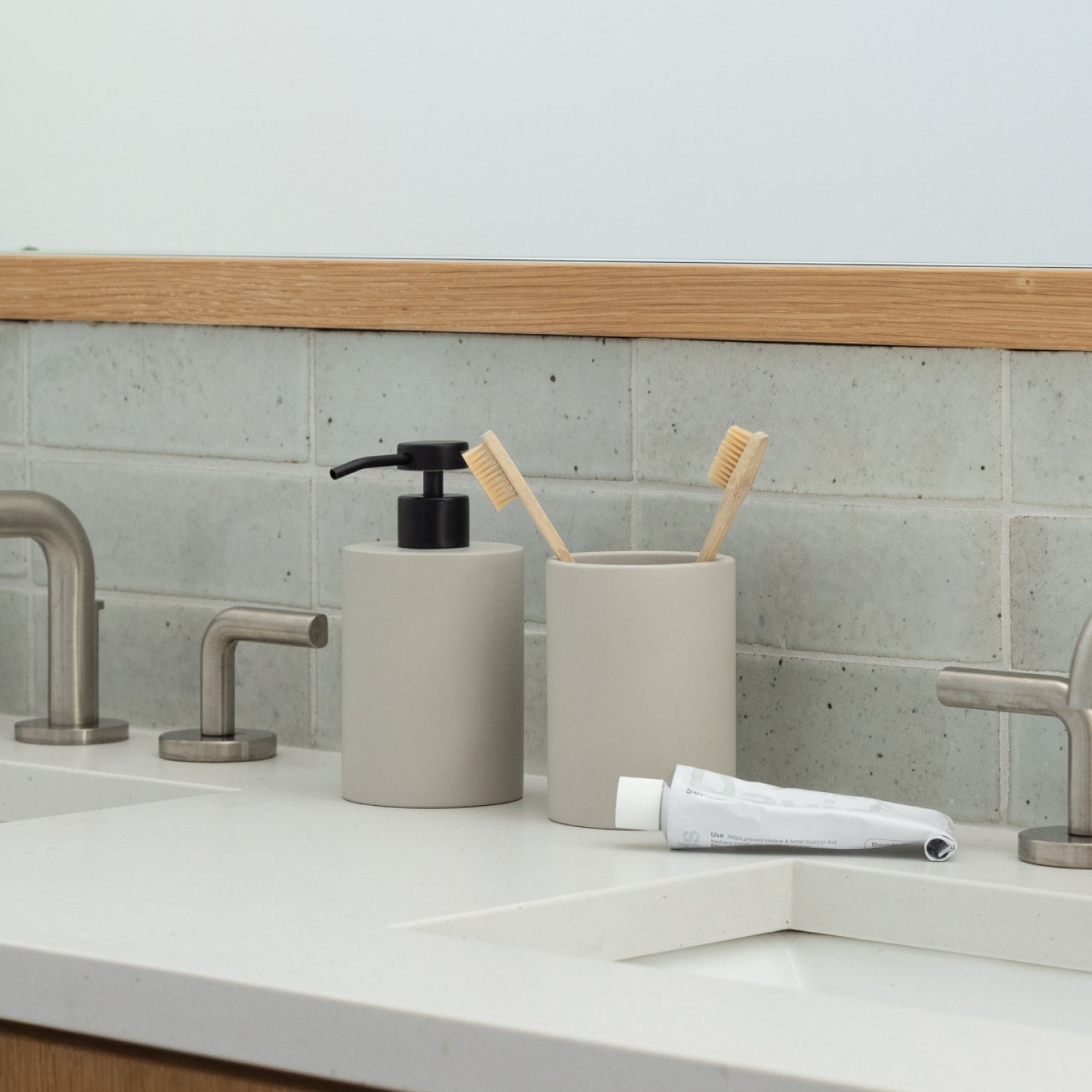 Concrete Soap Dispenser & Brush Holder Set