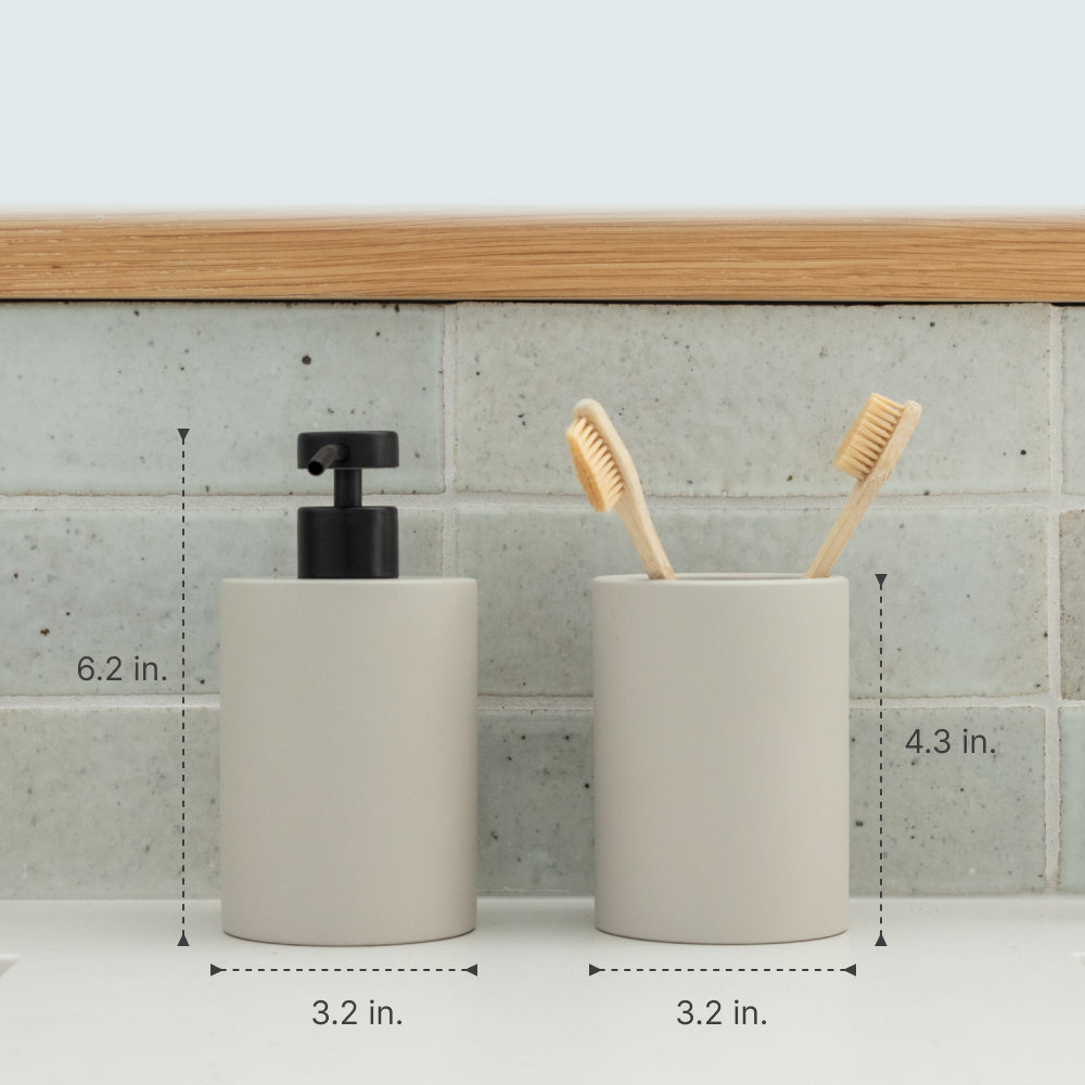 Concrete Soap Dispenser & Brush Holder Set