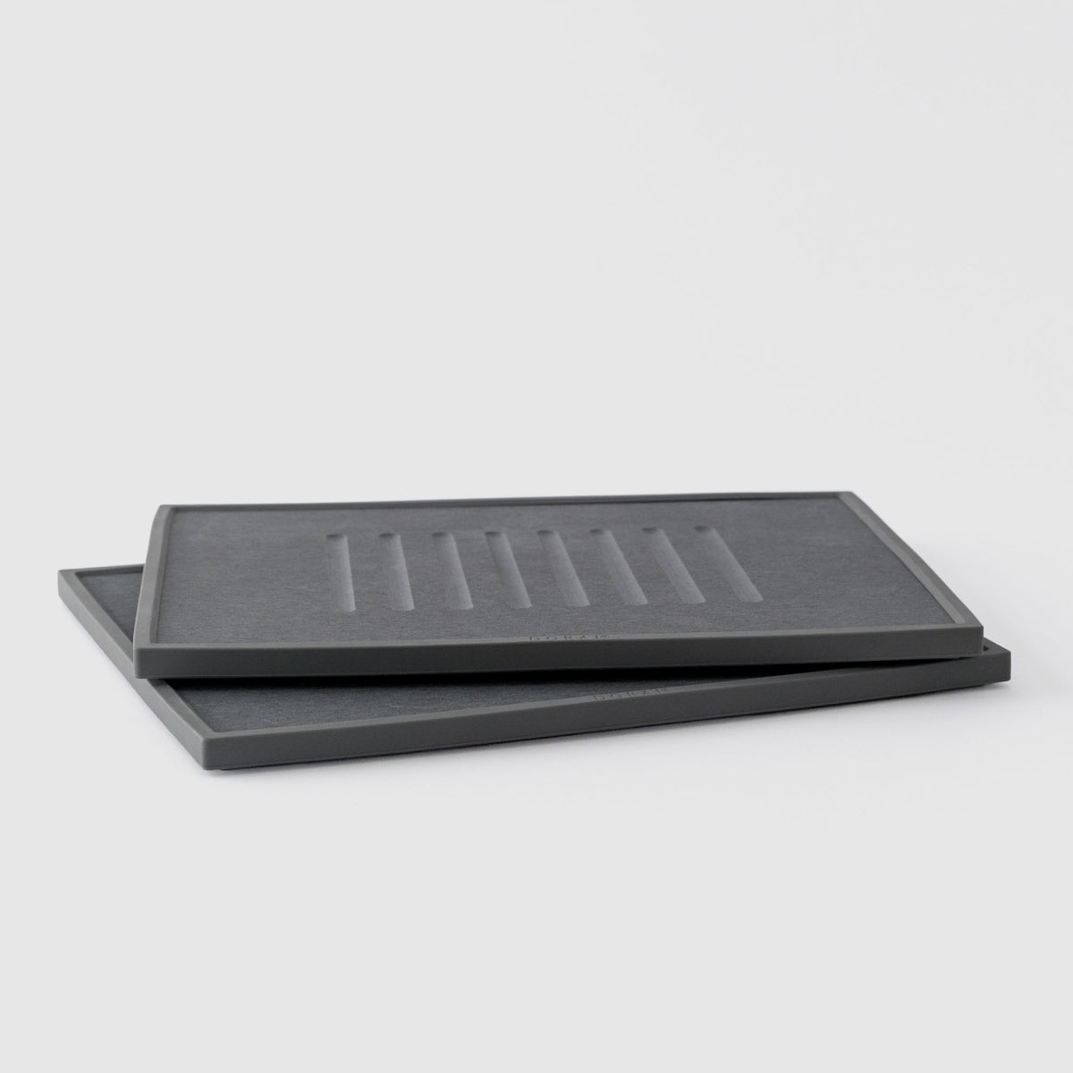 Quick-drying dish mat stone two-pack in Slate.