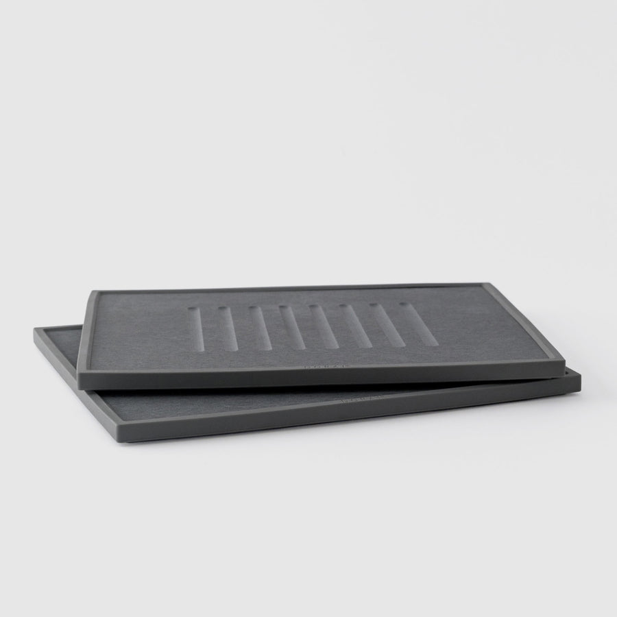 Quick-drying dish mat stone two-pack in Slate.