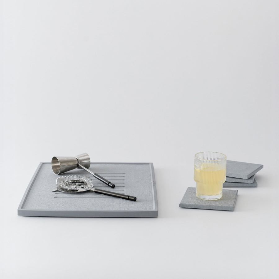 Modern bar set with bar tools and cocktail. 