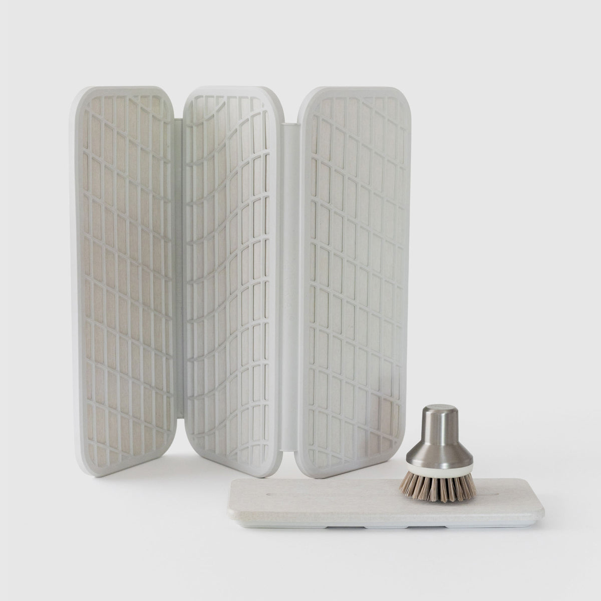 Glacier Dish Pad with Stone Sink Caddy on white background. 