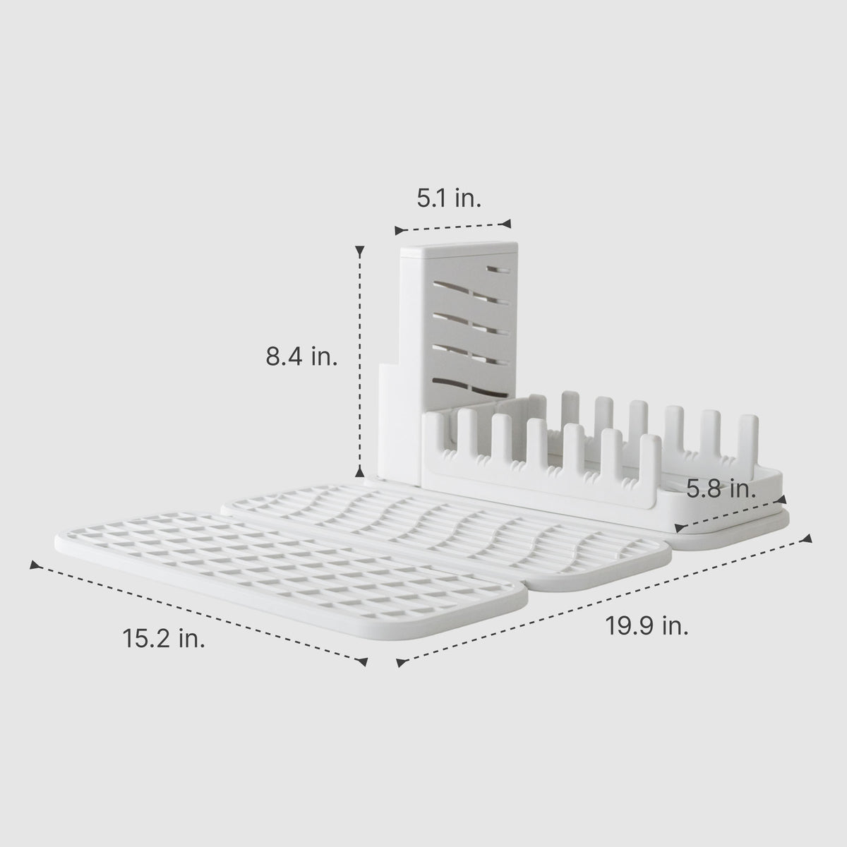 Glacier Dish Pad: 19.9 x 15.2" Glacier Dish Pad Rack: 5.1" x 5.8" x 8.4" 