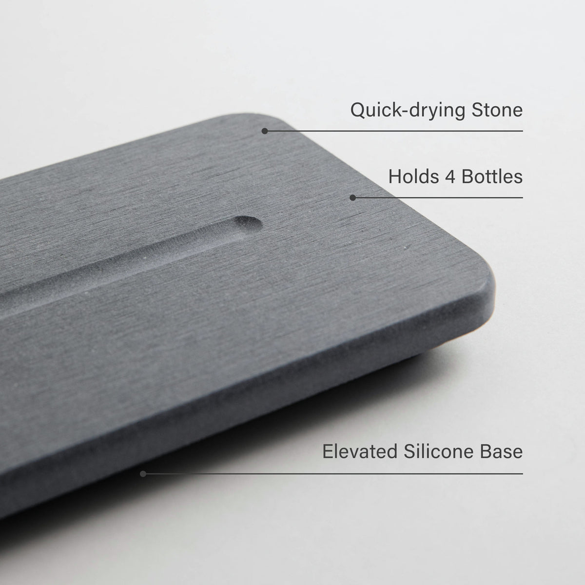 Slate Stone Sink Caddy: Quick-drying Stone, Holds 4 Bottle, Elevated Silicone Base