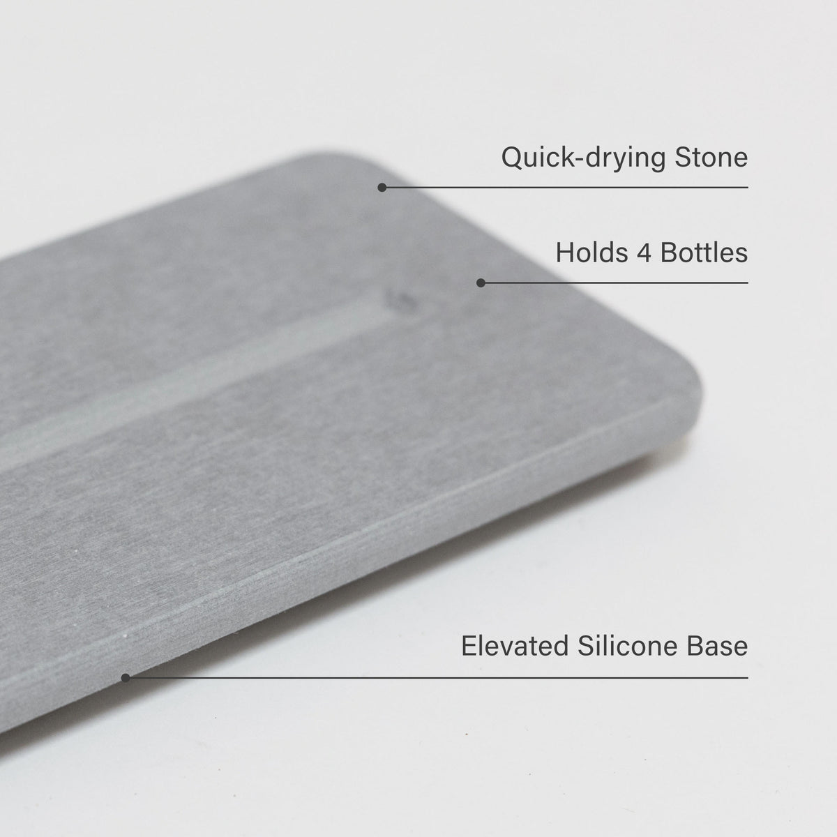 Ash Stone Sink Caddy: Quick-drying Stone, Holds 4 Bottles, Elevated Silicone Base
