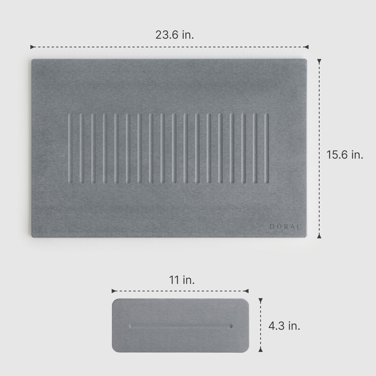 Ash Aspen Bath Stone: 15.6" x 23.6"; Ash Stone Sink Caddy: 11" x 4.3"