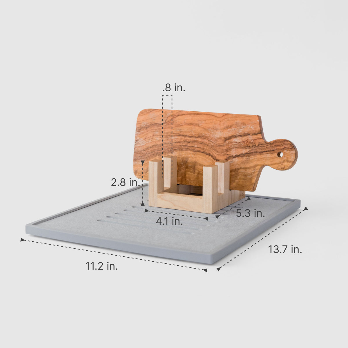 Ash Drying Stone: 13.7" x 11.2" and Maple Cutting Board Holder: 2.8" x 4.1" x 5.3"