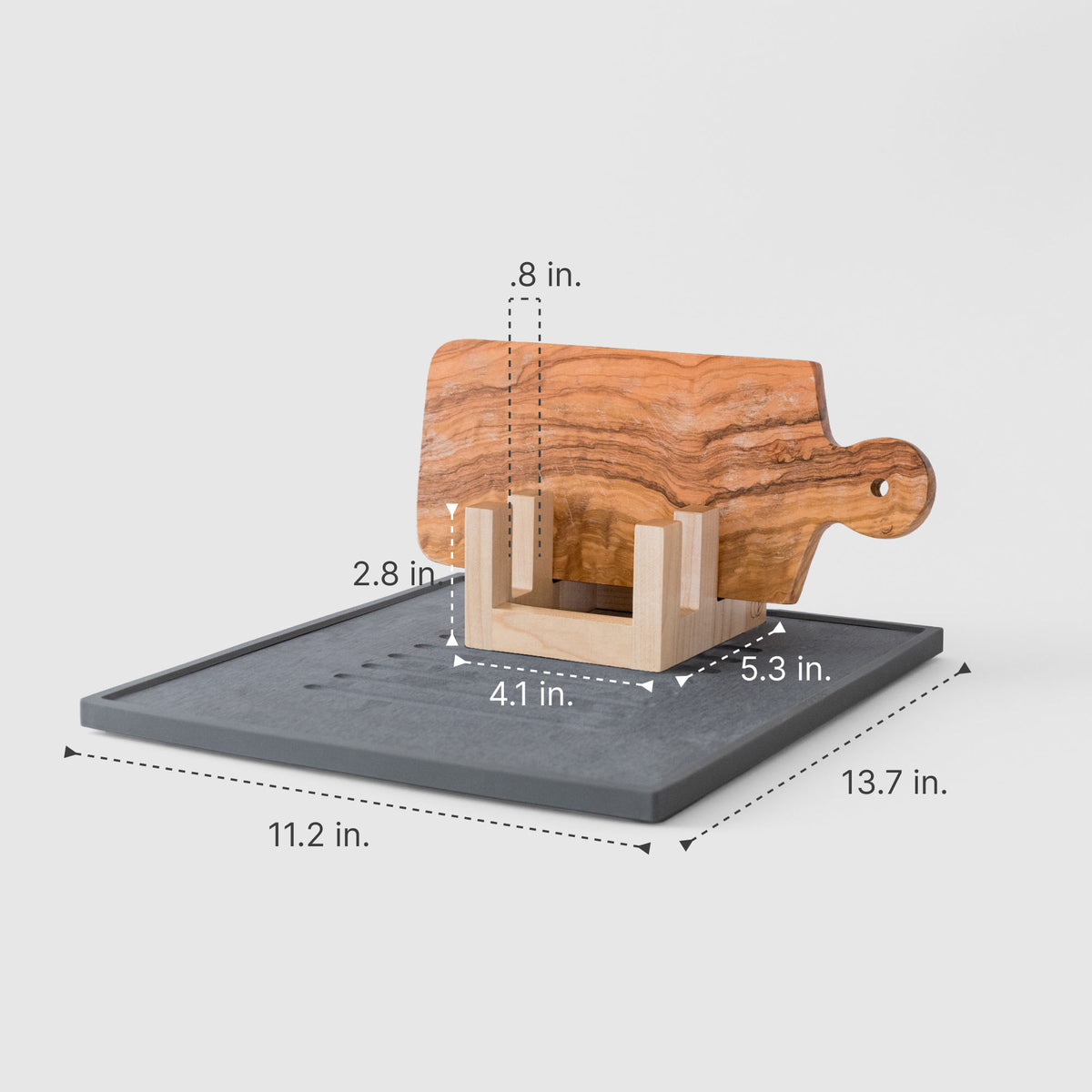 Slate Drying Stone: 13.7" x 11.2" and Maple Cutting Board Holder: 2.8" x 4.1" x 5.3"