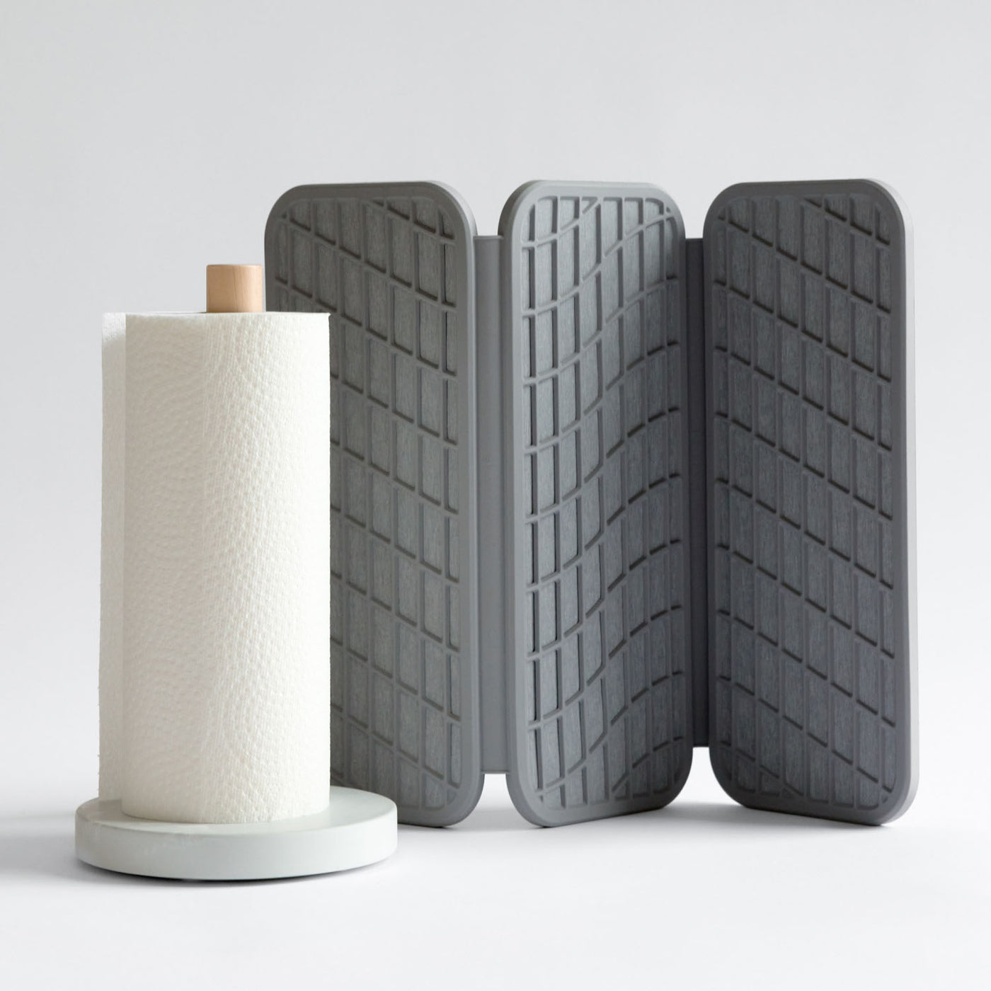 light grey dish drying stone and paper towel holder bundle