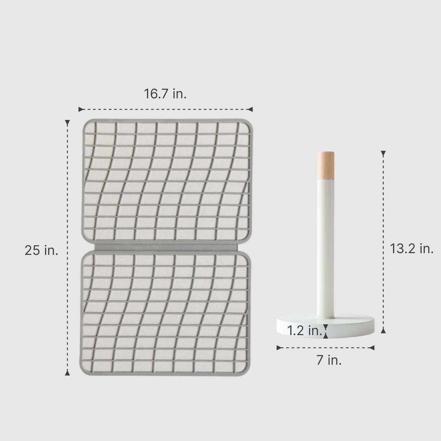 measurement chart for large dish pad and paper towel holder