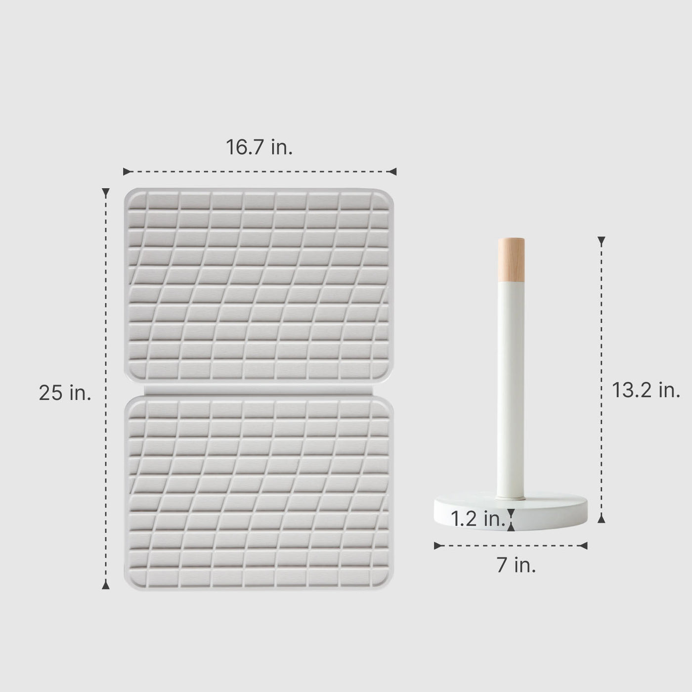 large dish pad and paper towel holder with measurements 