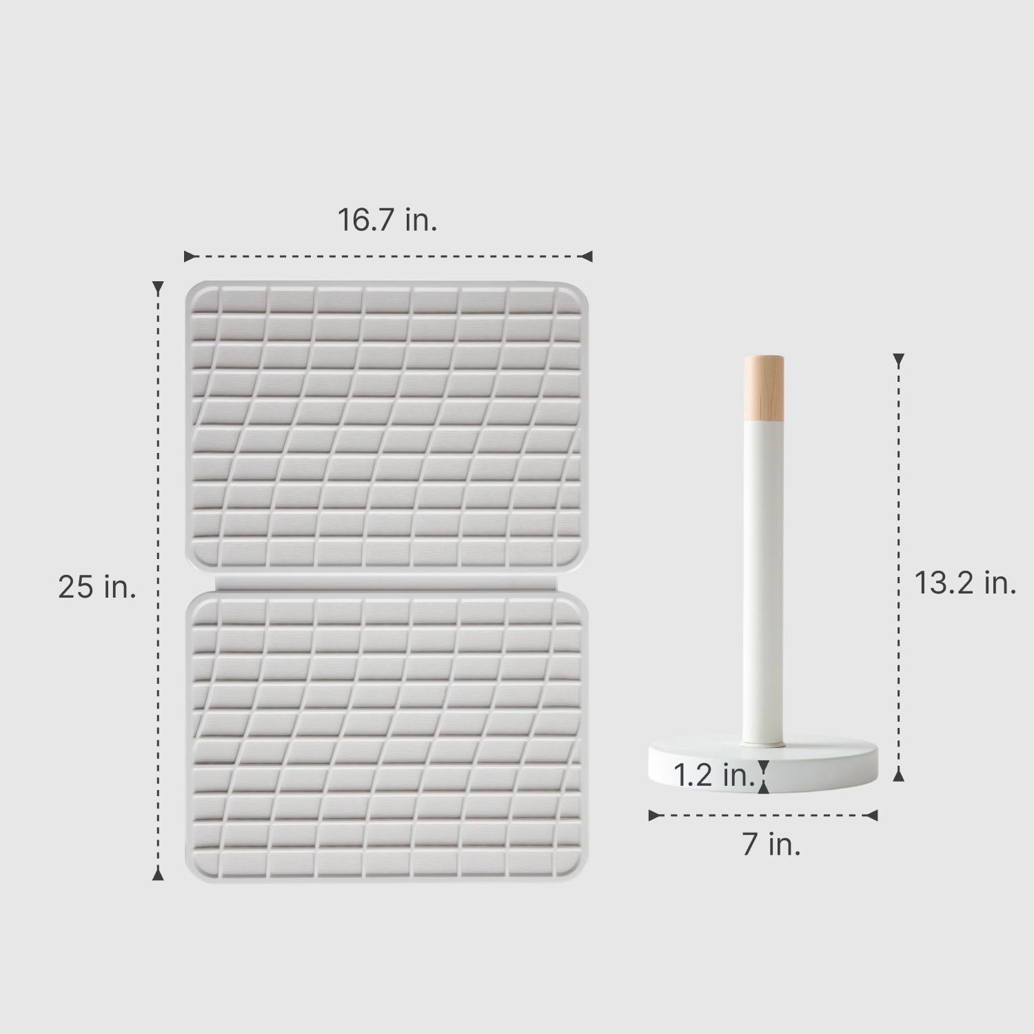 large dish pad and paper towel holder with measurements 