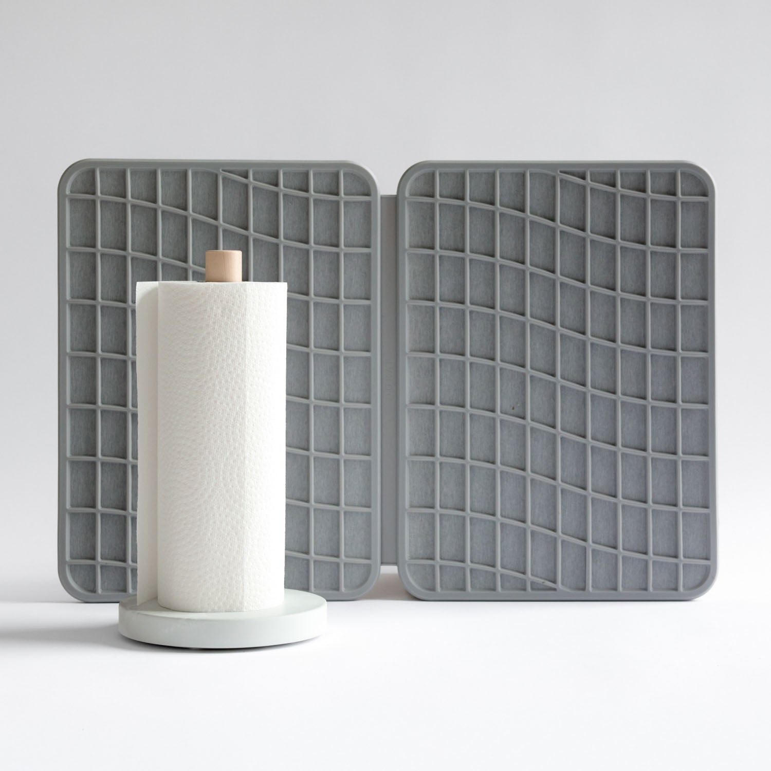 grey large dish drying stone and paper towel holder
