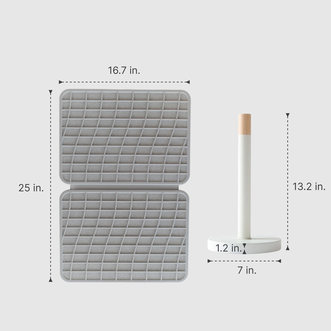 measurements of large dish pad and paper towel holder
