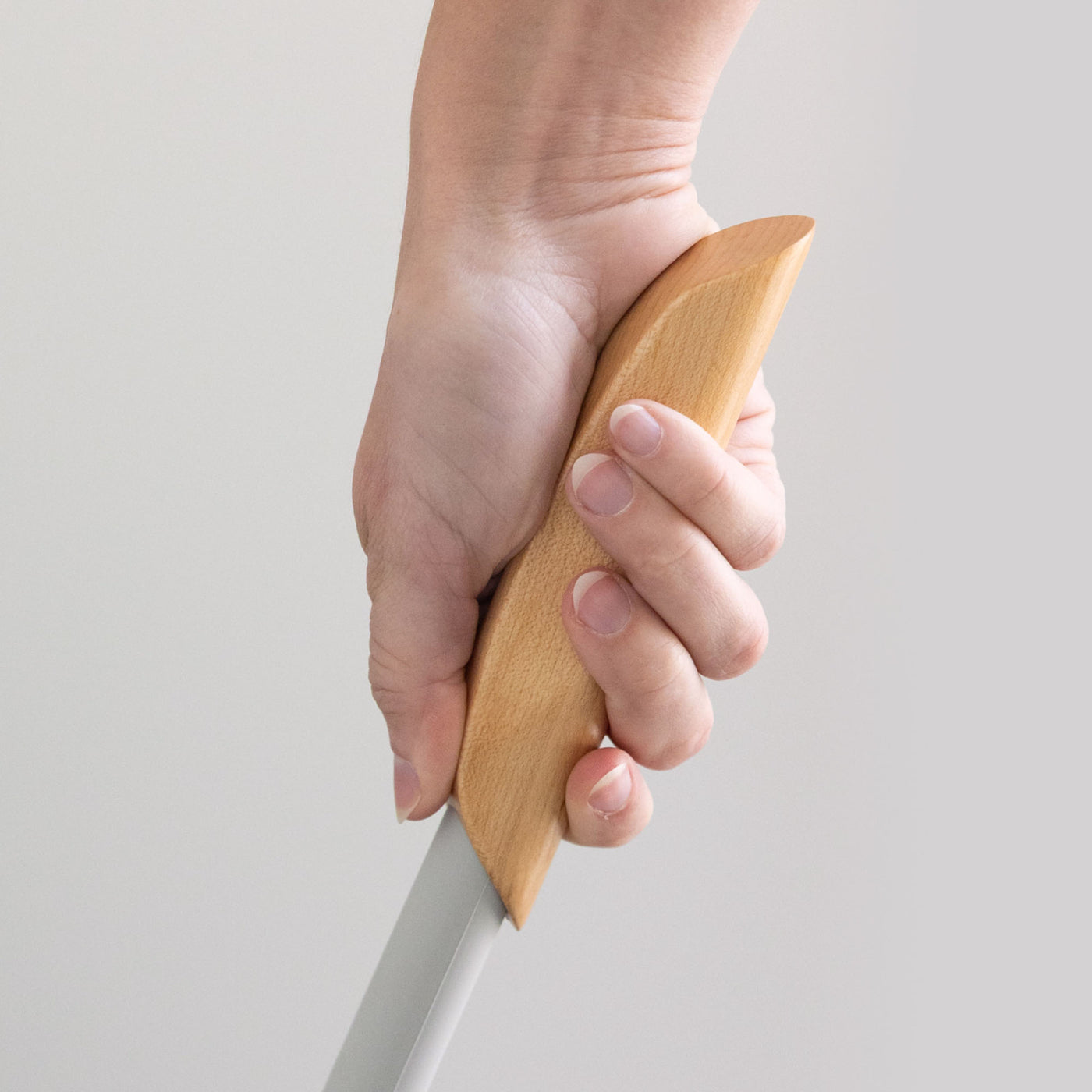 Beautiful wooden-handle of a modern toilet brush holder. 