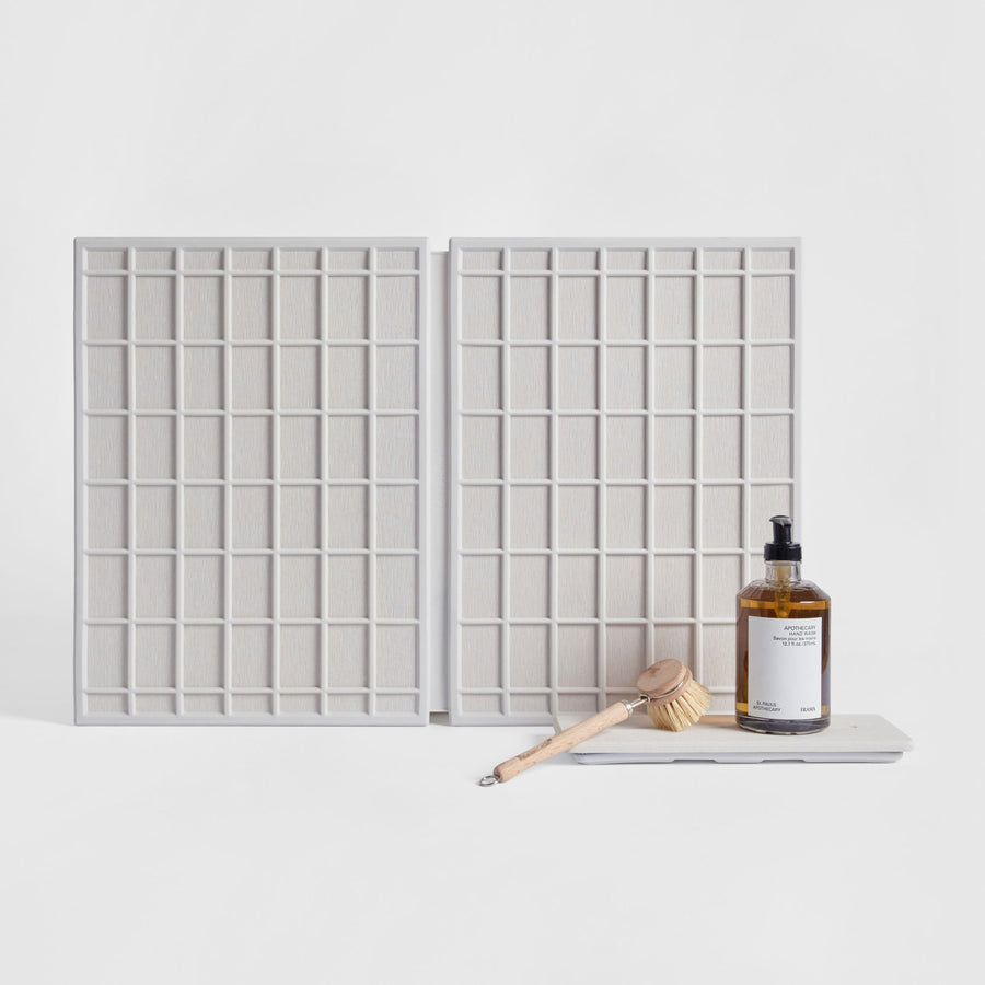 Ridge Large Dish Pad + Stone Sink Caddy in Glacier on white background. | New Collection Image