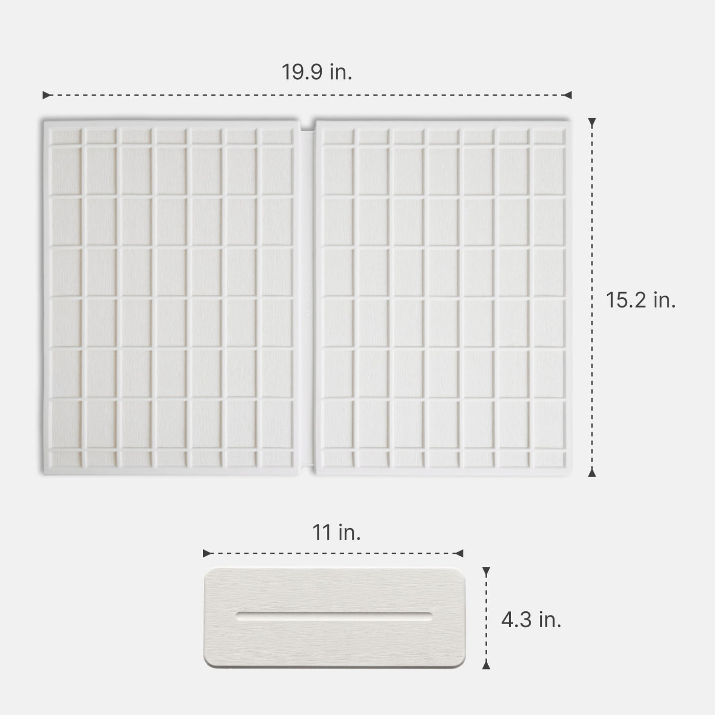 Large Ridge Dish Pad in Glacier: 19.9in x 15.2in; Stone Sink Caddy: 11in x 4.3in