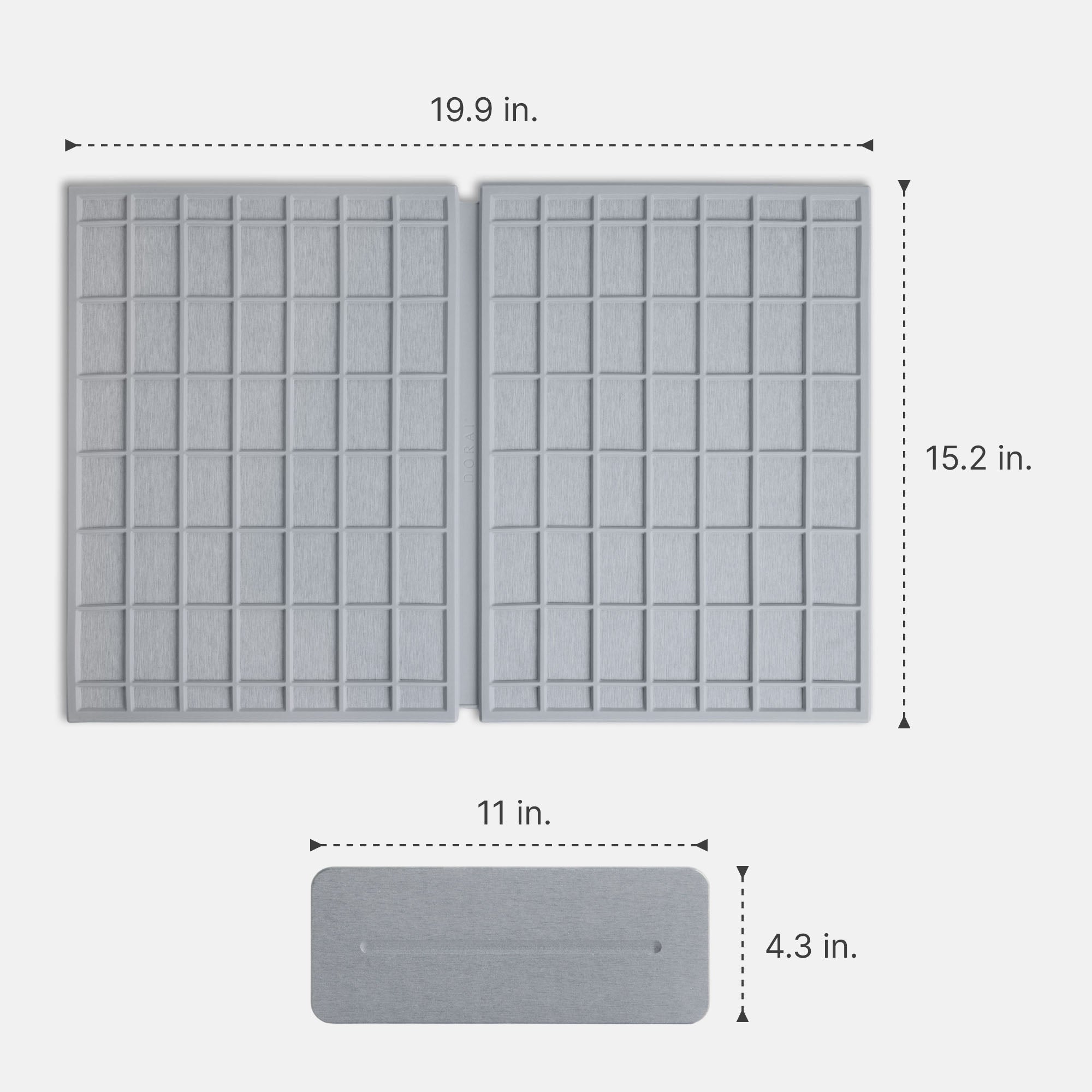 Large Ridge Dish Pad in Ash: 19.9in x 15.2in; Stone Sink Caddy: 11in x 4.3in