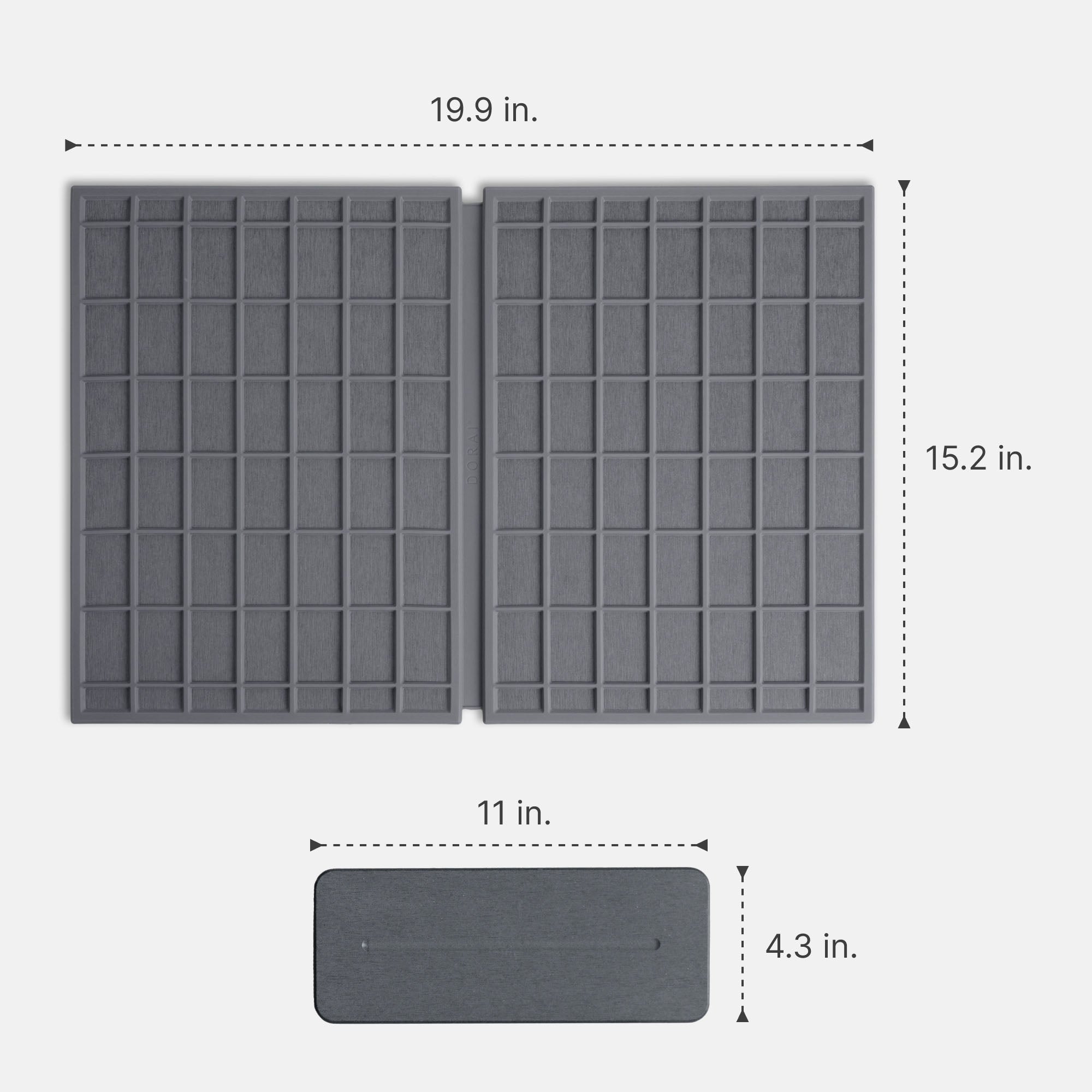 Large Ridge Dish Pad in Slate: 19.9in x 15.2in; Stone Sink Caddy: 11in x 4.3in