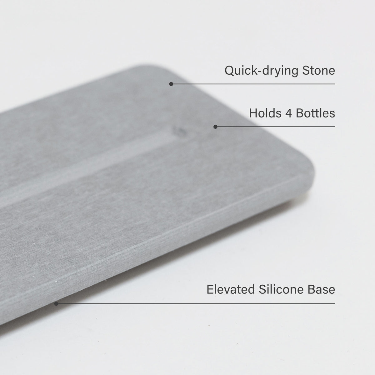 Ash Stone Sink Caddy: Quick-drying Stone, Holds 4 Bottles, Elevated Silicone Base.