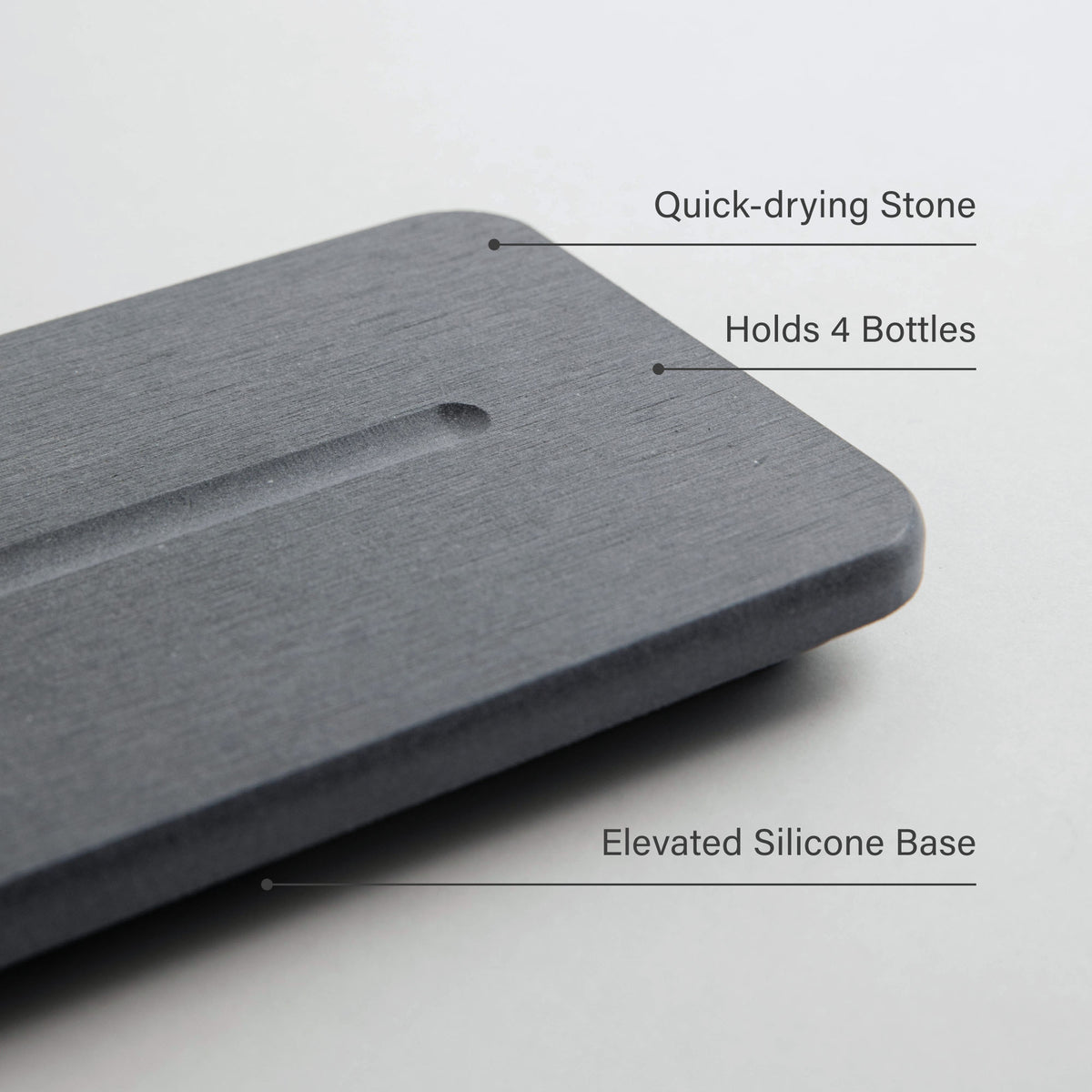 Slate Stone Sink Caddy: Quick-drying Stone, Holds 4 Bottles, Elevated Silicone Base