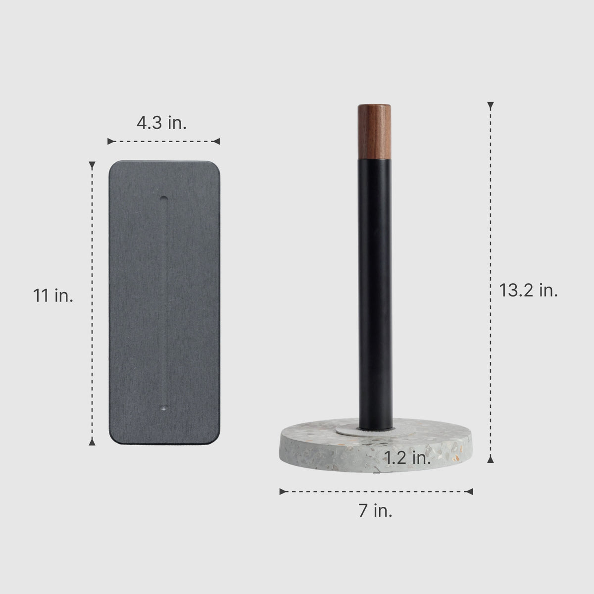 Basalt Paper Towel Holder: 13.2" x 7" | Slate Stone Sink Caddy: 4.3" x 11"