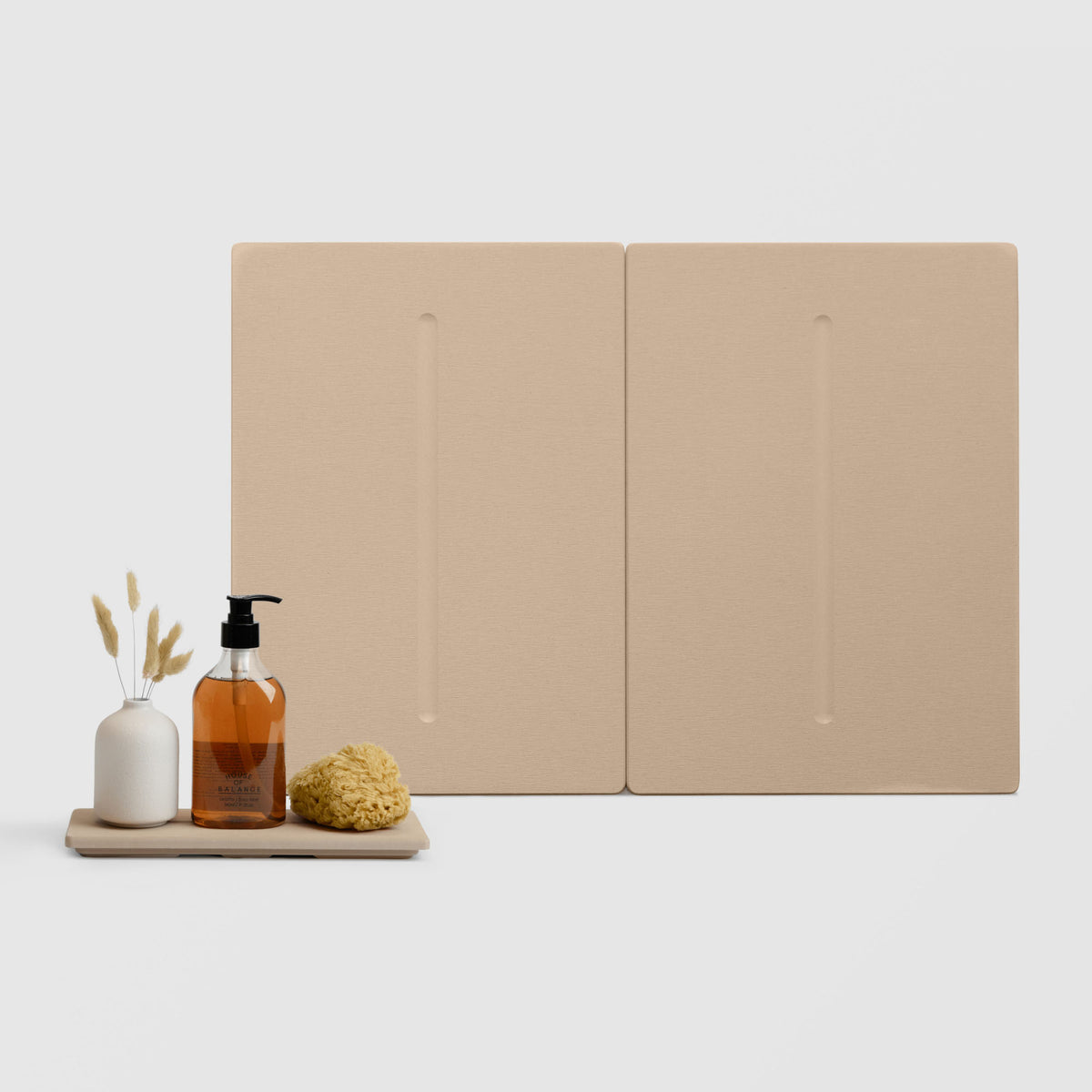 Clay Medium Bath Stone and Clay Stone Sink Caddy on white background. 