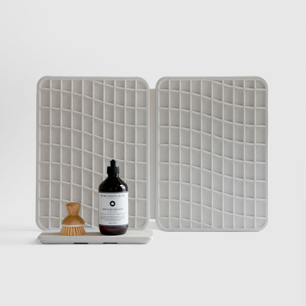 Glacier Large Dish Pad and Glacier Stone Sink Caddy on white background. 
