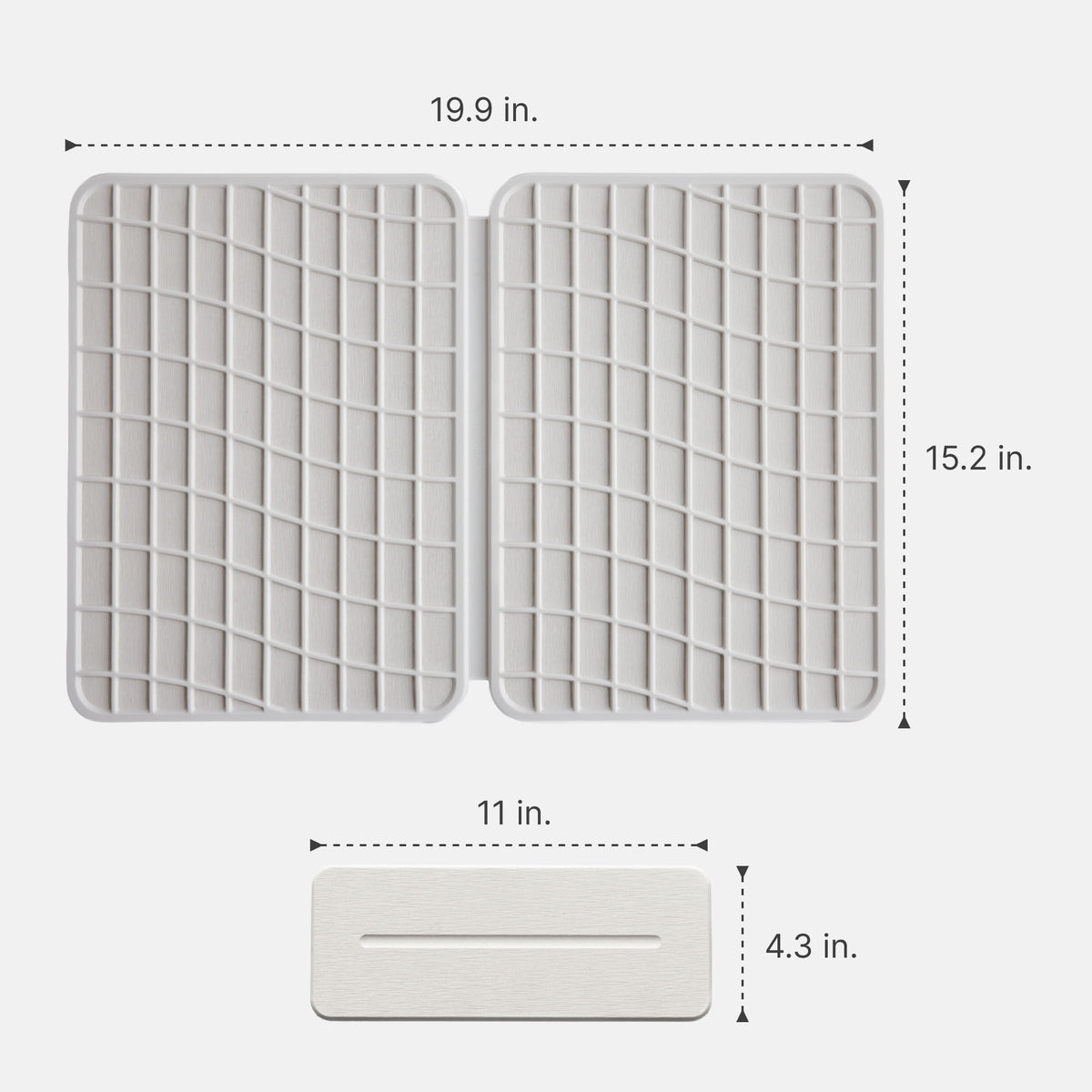 Glacier Large Dish Pad: 19.9" x 15.2" and Glacier Stone Sink Caddy: 11" x 4.3"