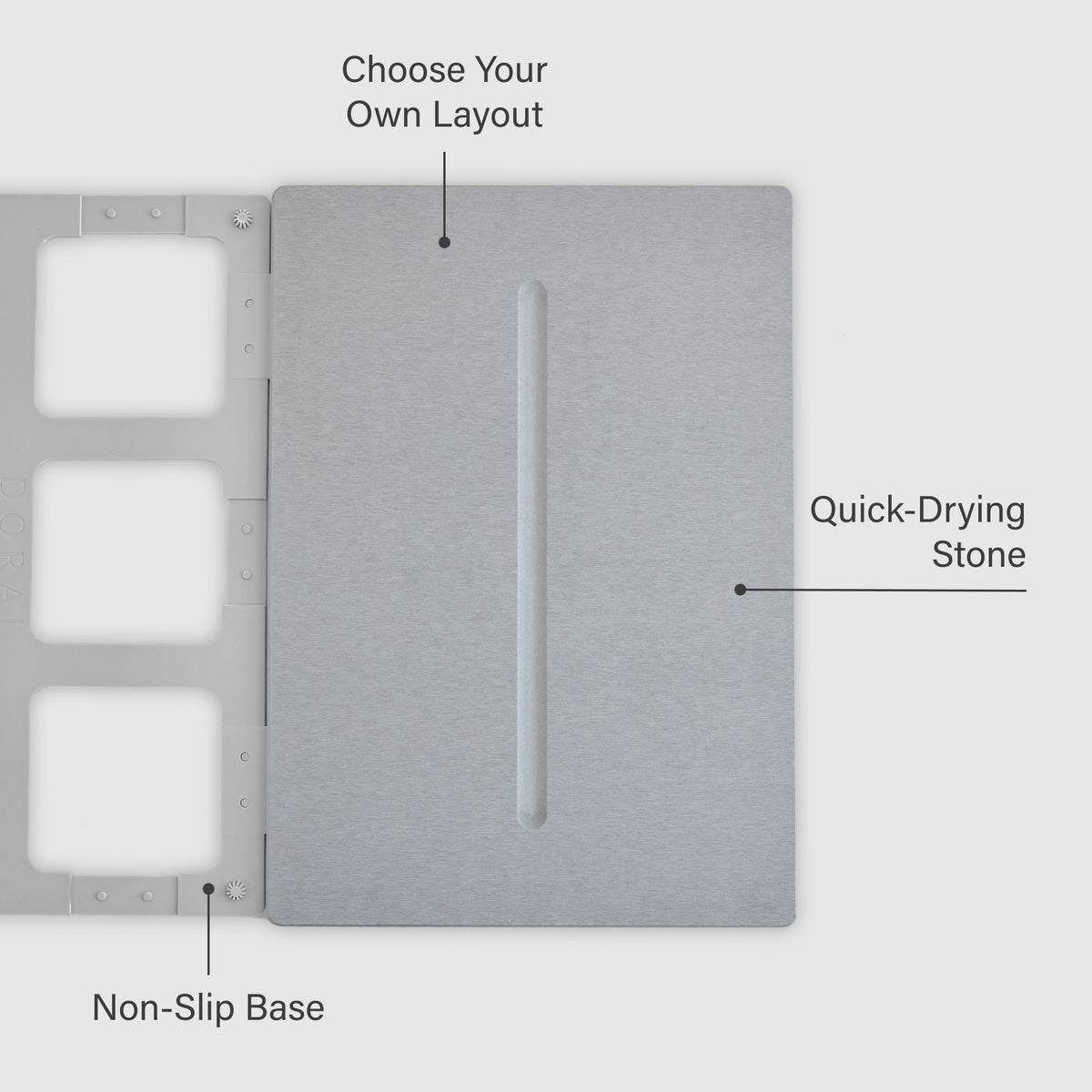 Ash Medium Bath Stone: Choose Your Own Layout, Quick-drying Stone, Non-Slip Base