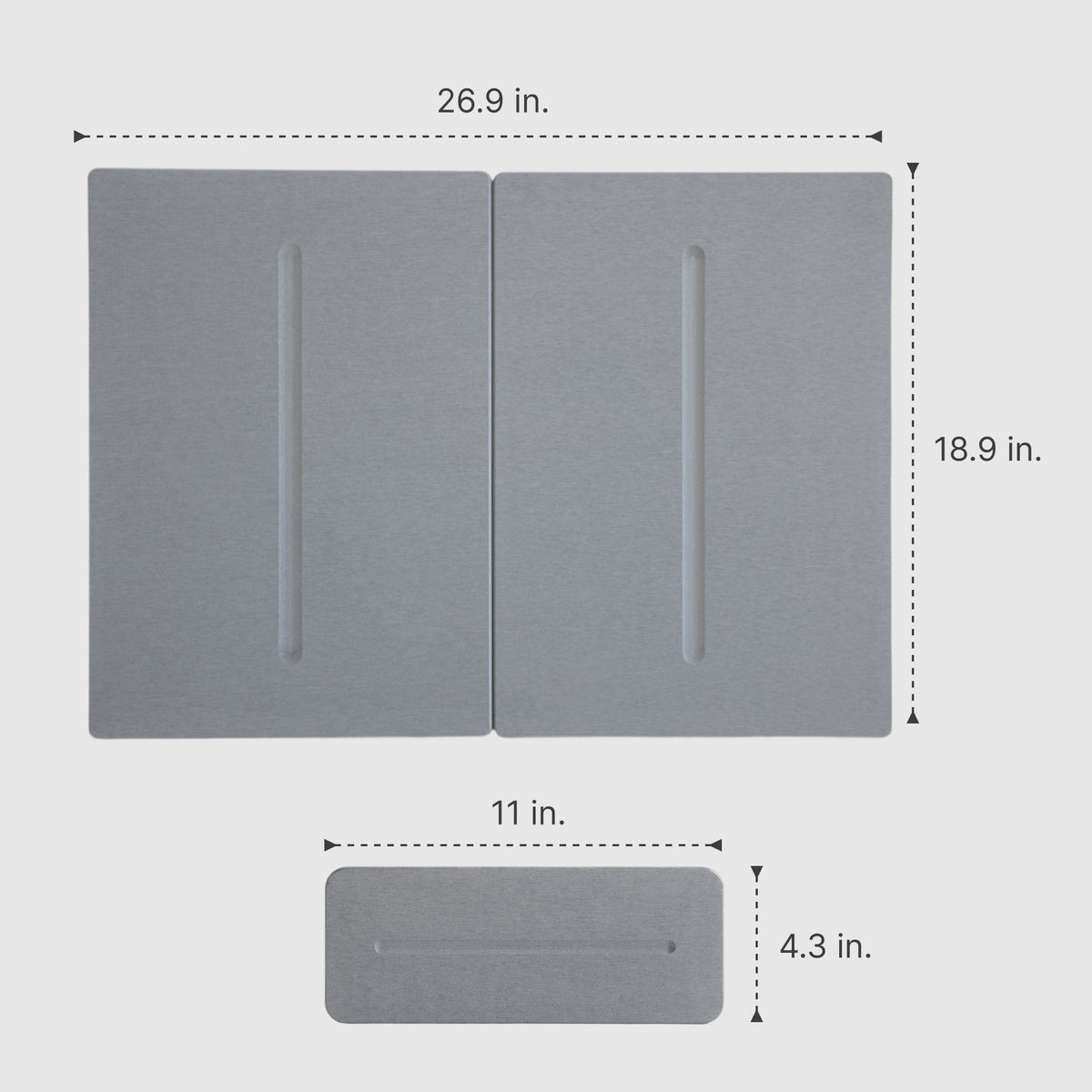 Ash Medium Bath Stone: 18.9" x 26.9"; Ash Stone Sink Caddy: 11" x 4.3"