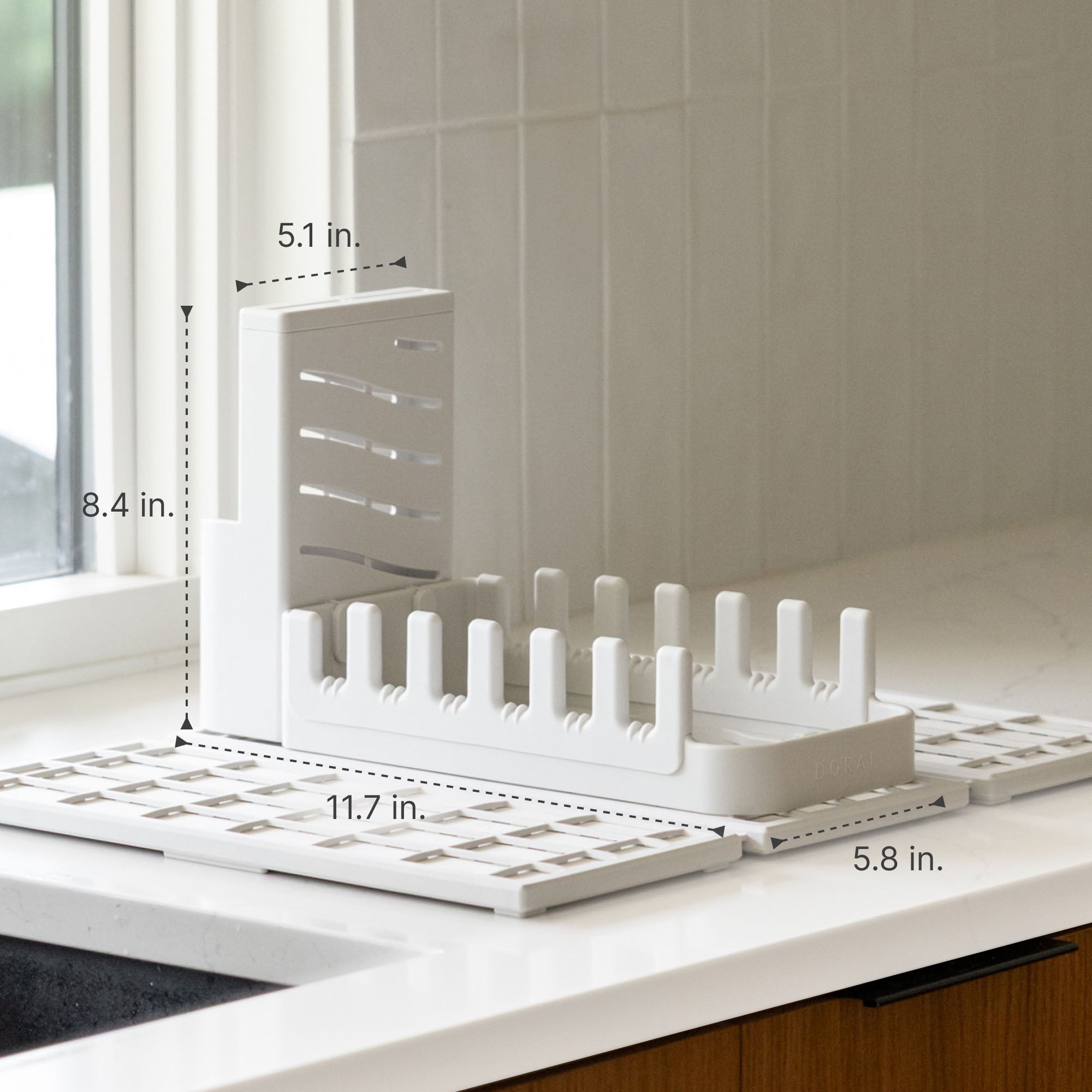 Glacier Dish Pad Rack: 5.1in x 8.4in x 11.7in x 5.8in.