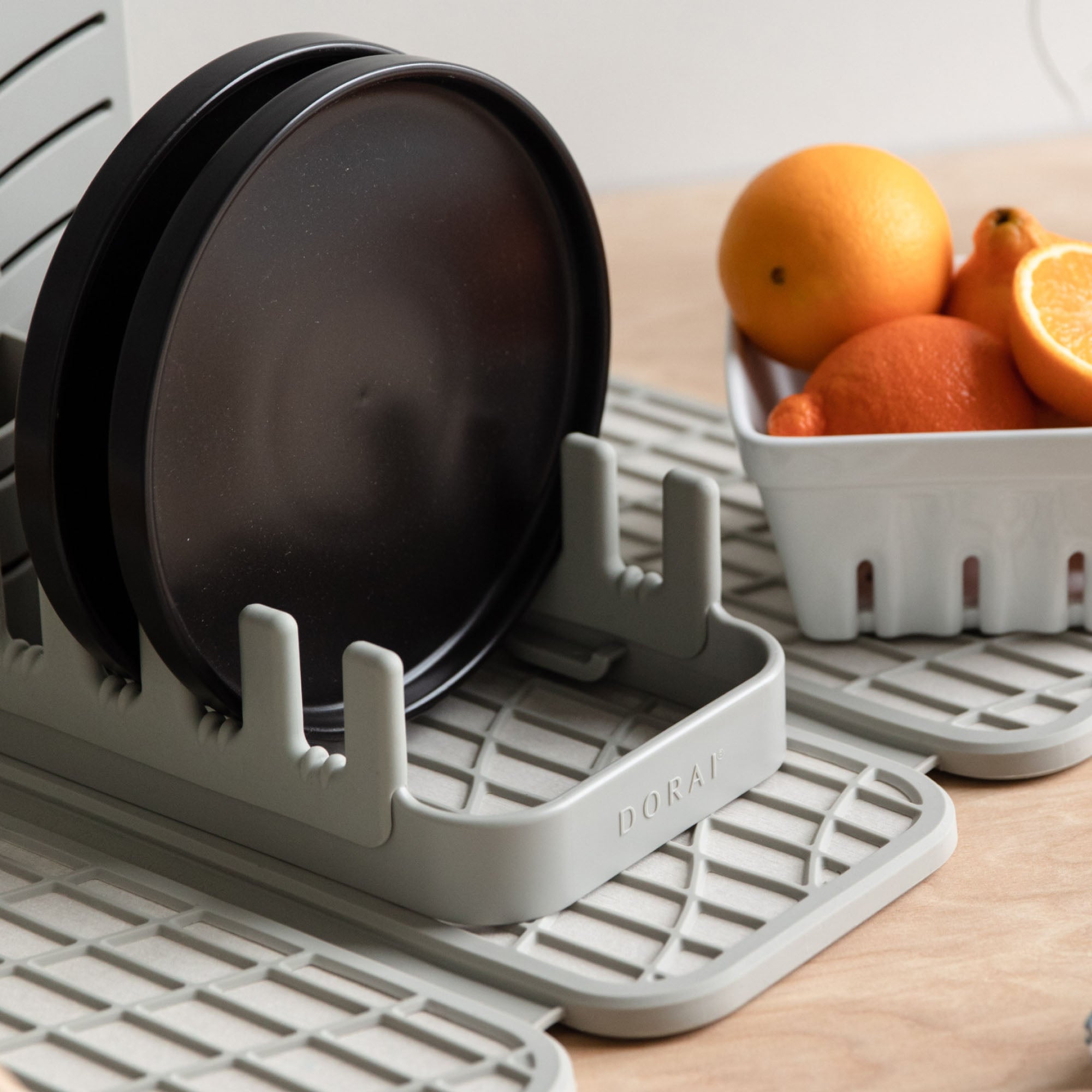 Sandstone Dish rack on quick-drying Dish Pad. 