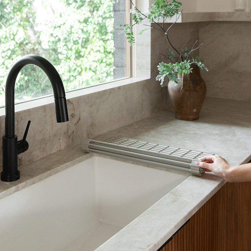 Over the Sink Dish Pad + Stone Sink Caddy Bundle