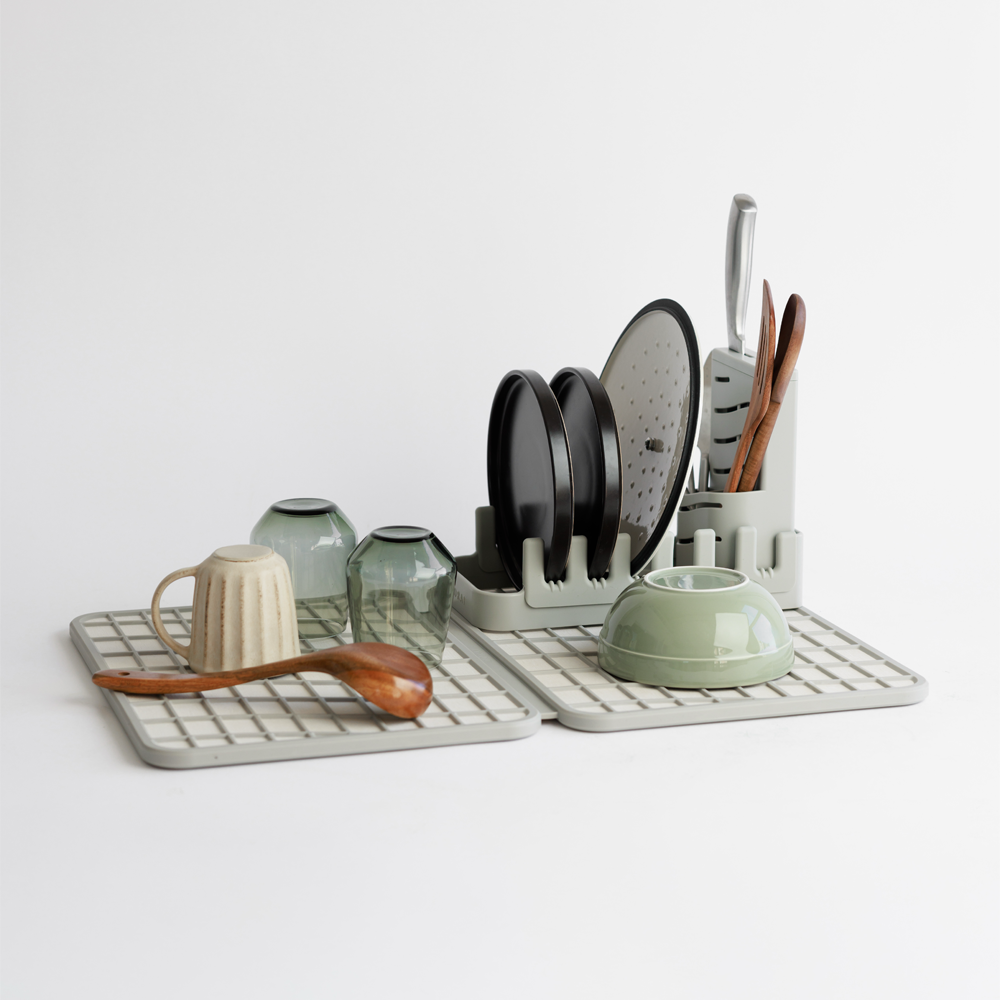 loaded dish pad rack with sandstone dish pad