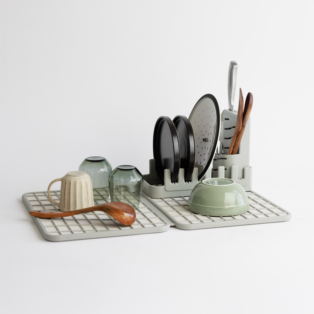 Large Stone Dish Pad + Dish Pad Rack Bundle