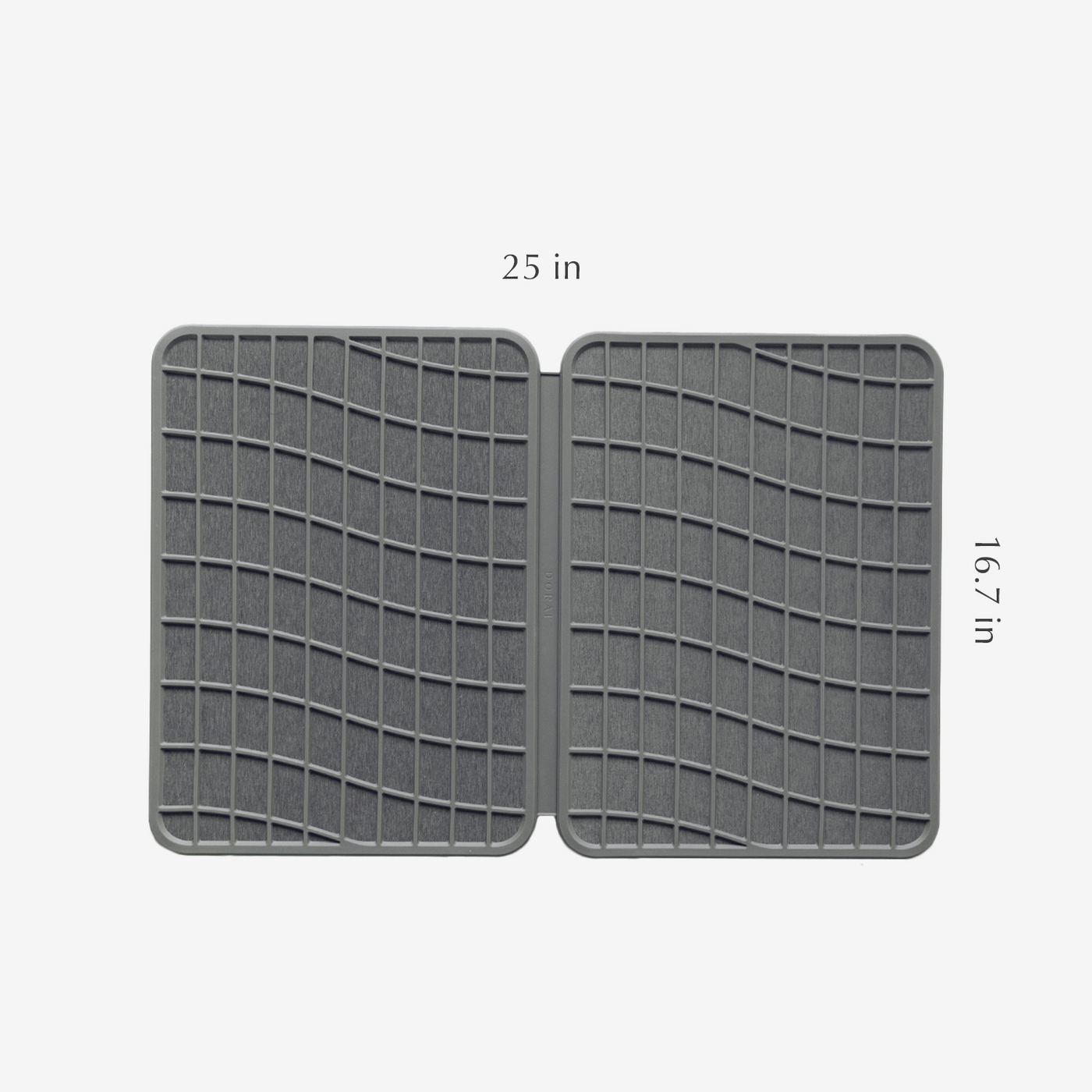 dark grey modern dish pad with dimensions