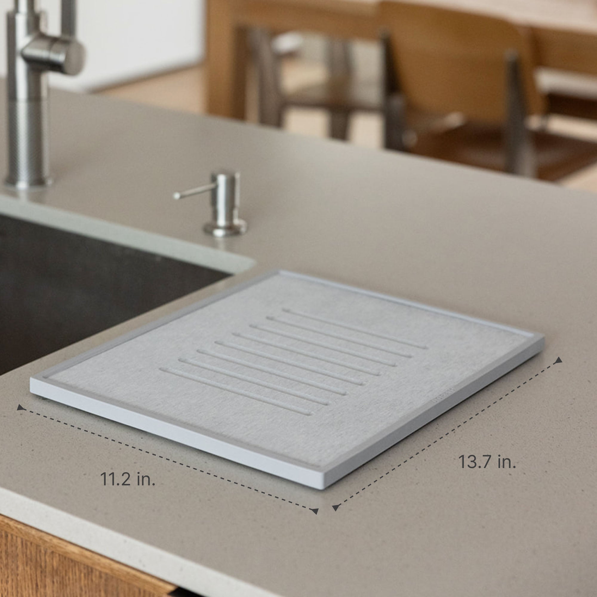 Dimensions on modern, quick-drying ash dish stone.