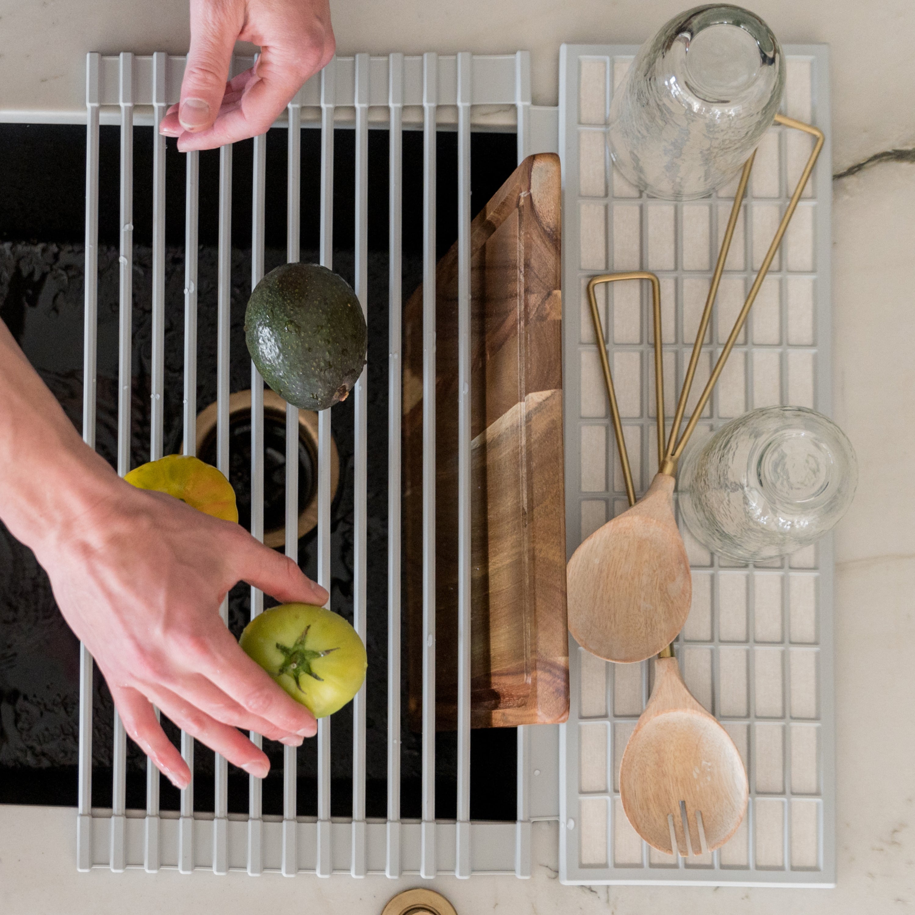 Over the Sink Dish Pad + Stone Sink Caddy Bundle