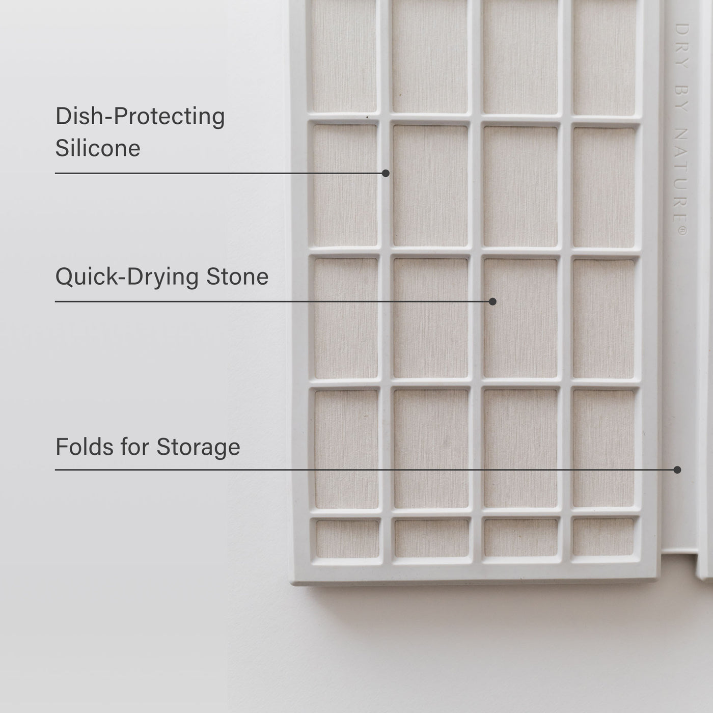 Ridge Dish Pad in Glacier: Dish-Protecting Silicone, Quick-Drying Stone, Folds for Storage