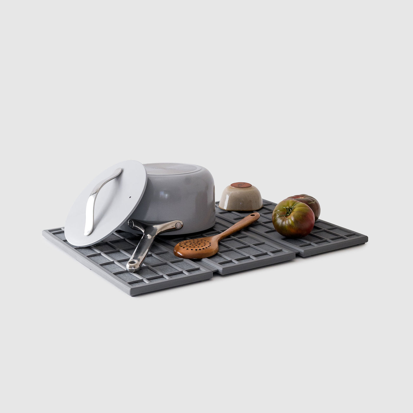Ridge Dish Pad in Slate on white background.