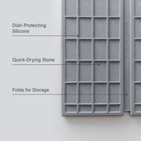 Ridge Dish Pad in Ash: Dish-Protecting Silicone, Quick-Drying Stone, Folds for Storage