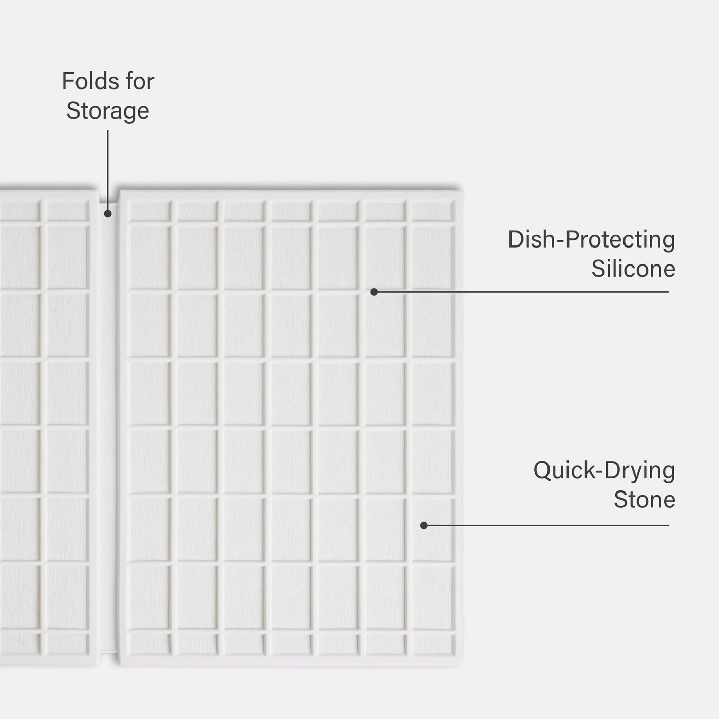 Glacier Ridge Large Dish Pad: Folds for storage, Dish-Protecting Silicone, Quick-Drying Stone.