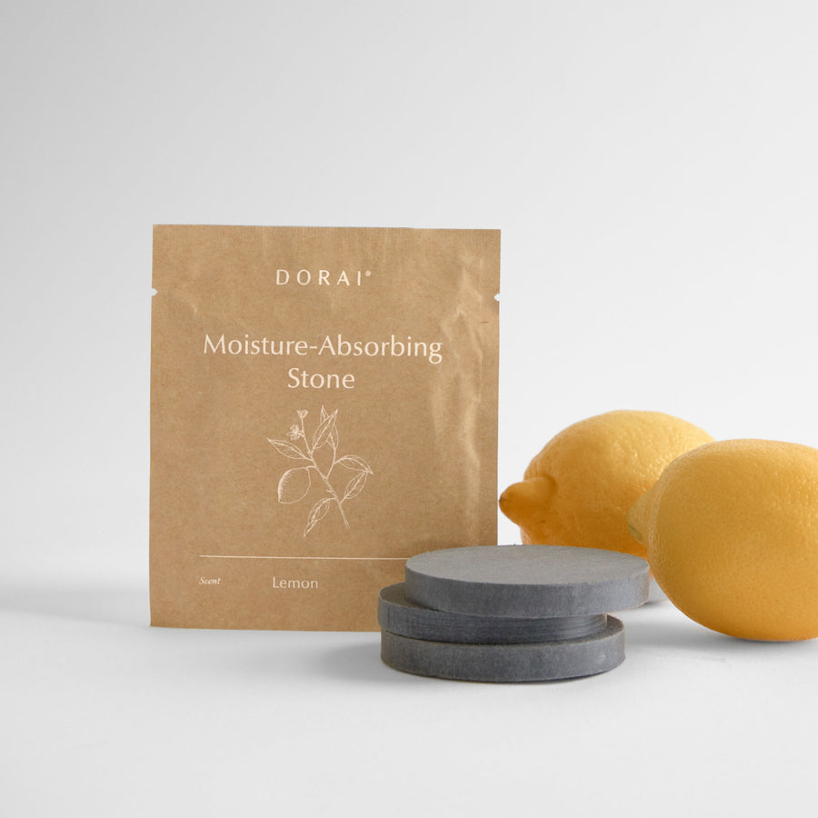 Lemon moisture-absorbing stones for modern toilet brush cleaner.