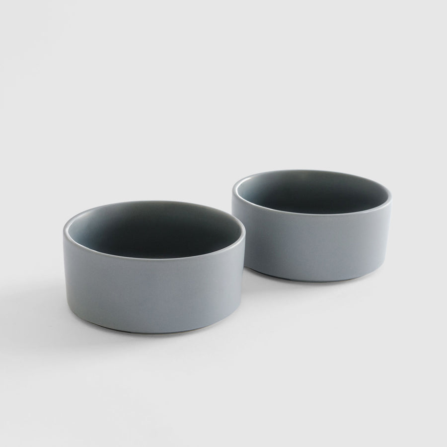 Ceramic Dog Bowls on White Background. 