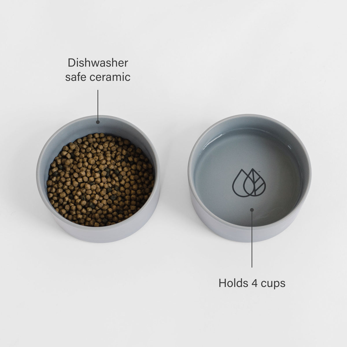 Dog Bowls: Dishwasher safe ceramic, Holds 4 cups