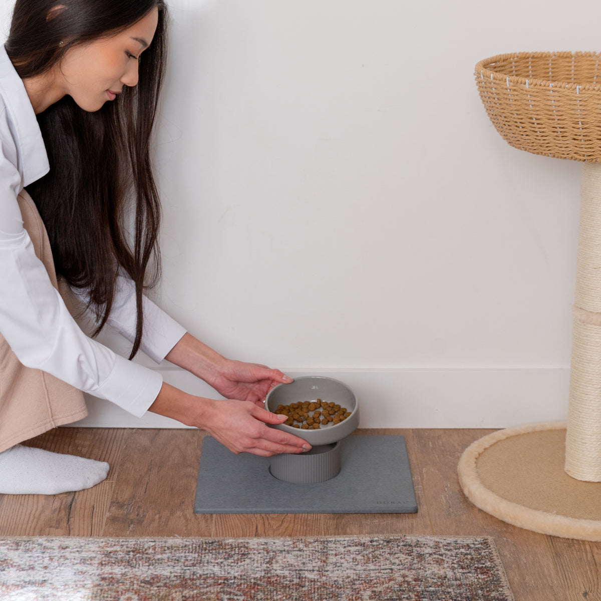 Cat Food Riser Elevated Cat Bowl + Stone Base | Dorai Home