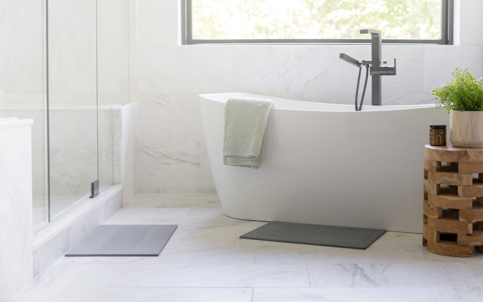 modern bathroom with bath stones