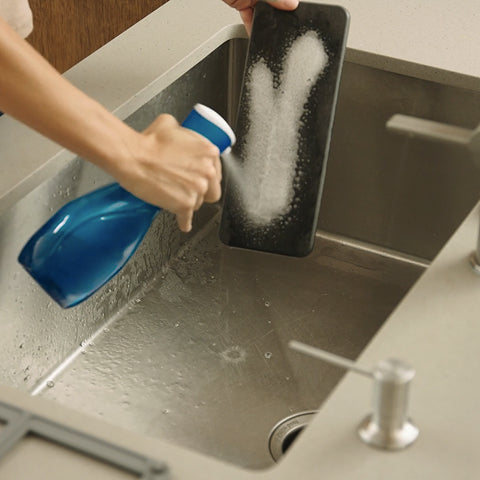 Wet stone, scrub with mild soap