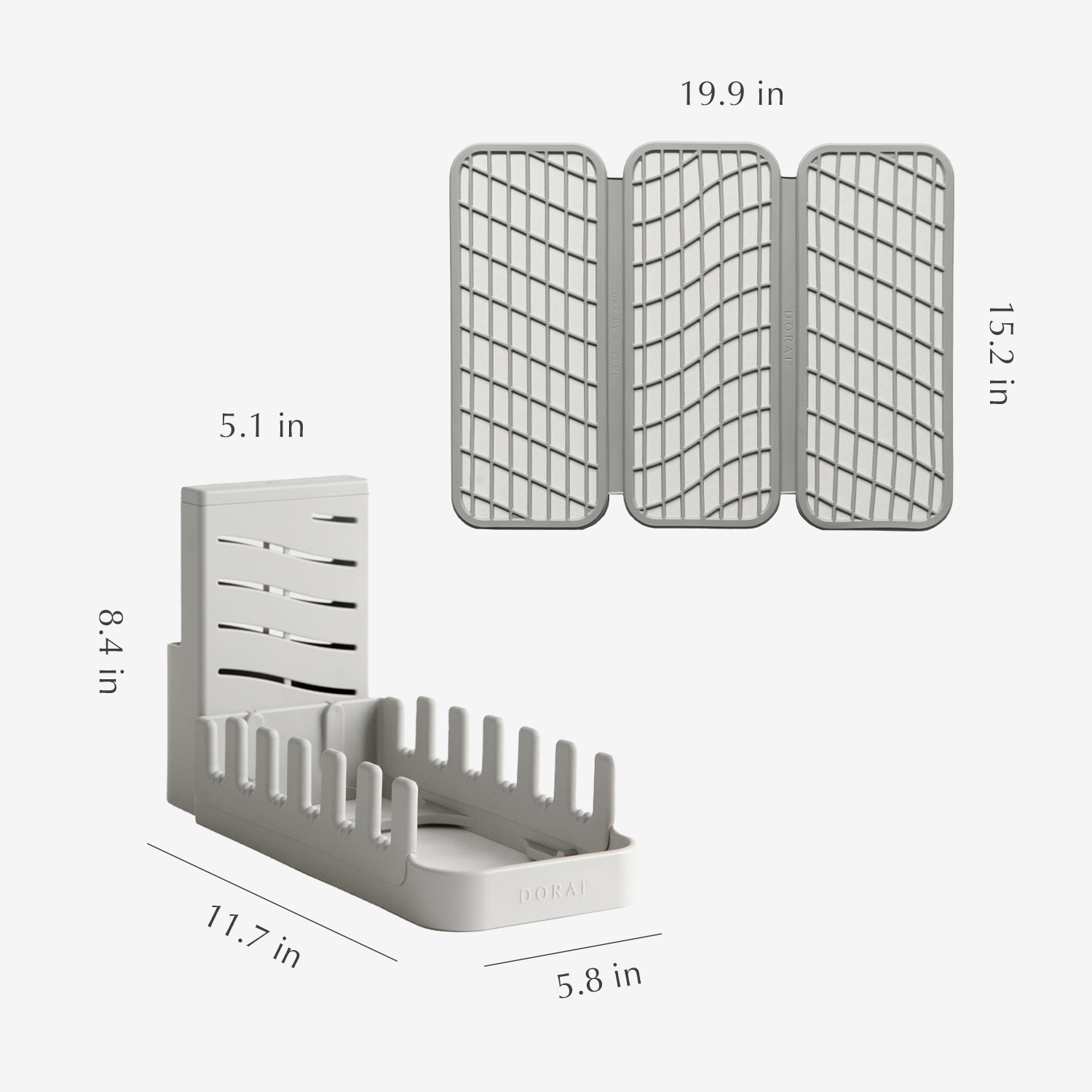 dish pad rack and dish pad in off white with dimensions